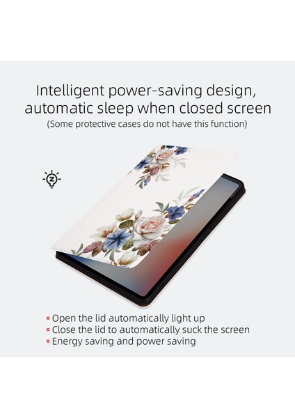 iPad Pro 11 (2024) Çiçek Desenli Flip Stand Deri Akıllı Çiçek Çalı Tablet Kılıfı (Yurt Dışından)