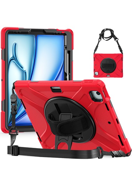 iPad Air 11 (2024) Omuz Askılı Tpu Pc Silikon Standı Tablet Kılıfı (Yurt Dışından)
