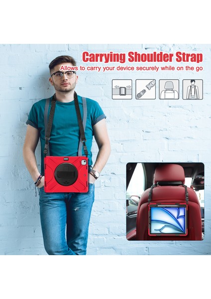 iPad Air 11 (2024) Omuz Askılı Tpu Pc Silikon Standı Tablet Kılıfı (Yurt Dışından) modelleri