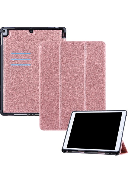 Üç Katlı Stand Deri iPad 10.2 (2019 2020 2021) Kalem Yuvalı Akıllı Tablet Kılıfı (Yurt Dışından)