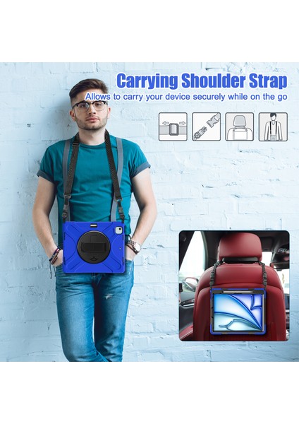 iPad Air 11 (2024) Omuz Askılı Tpu Pc Silikon Standı Tablet Kılıfı (Yurt Dışından) modelleri