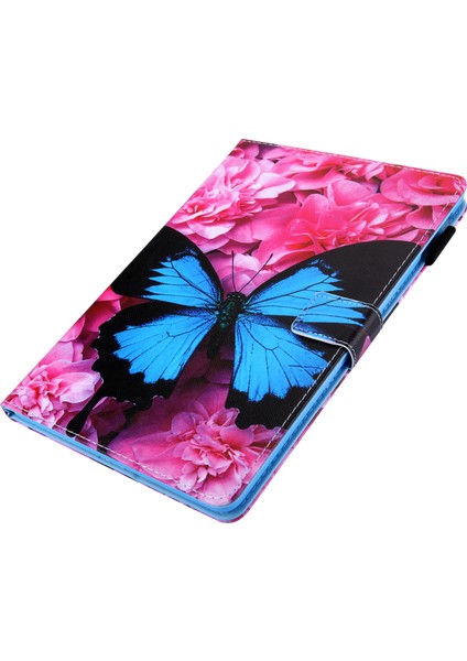 iPad Pro 11 (2024) Kart Yuvalı Desenli Baskı Deri Çiçek Tablet Kılıfı (Yurt Dışından)