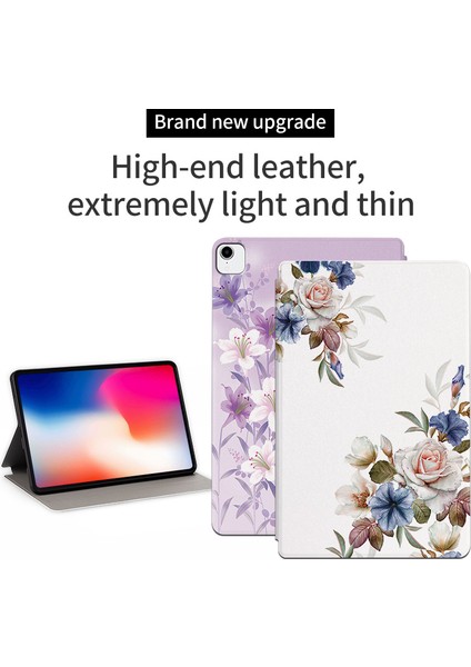 Apple iPad Pro 11 Stand Tamı Çiçek Folyo Flip Çizilmez Deri Koruyucu Gardenias Tablet Kılıfı (Yurt Dışından)