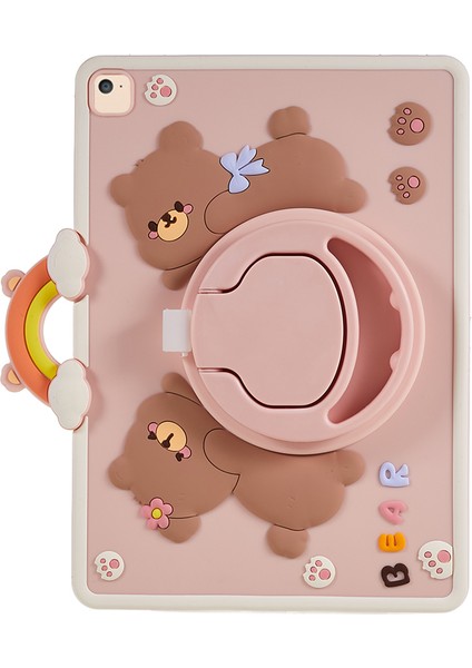 iPad Air (2013) AIR 2 ipad 9 7 Inç (2017 2018) Karikatür Ayı Döner Tekme Standı Pc Silikon Tablet Kılıfı (Yurt Dışından) fiyatları