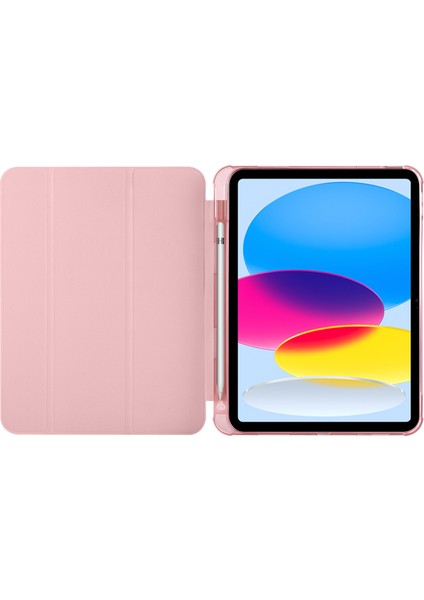 iPad 10.9 (2022) Üç Katlı Stand Pu Deri Tpu Kalem Yuvalı Tablet Kılıfı (Yurt Dışından)