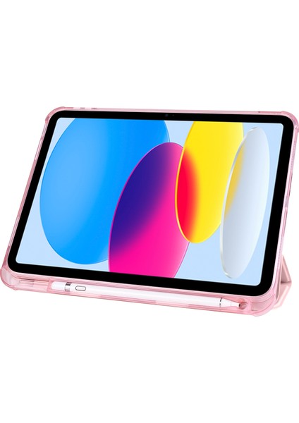 iPad 10.9 (2022) Üç Katlı Stand Pu Deri Tpu Kalem Yuvalı Tablet Kılıfı (Yurt Dışından)