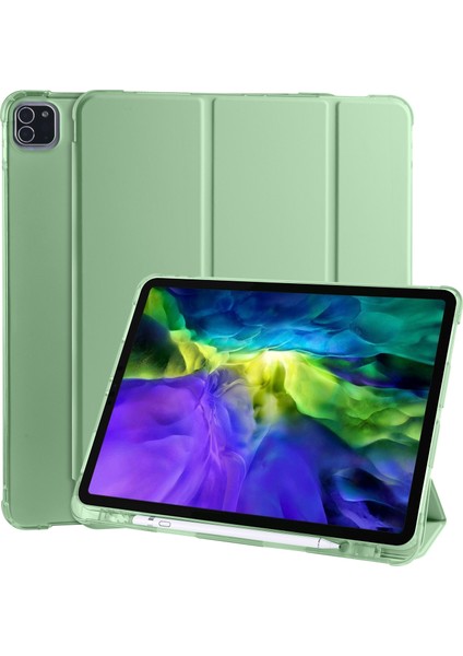 iPad Pro 11 Inç (2022 2021 2020) Üç Katlı Standlı Deri Akıllı Kalem Yuvası Tablet Kılıfı (Yurt Dışından)