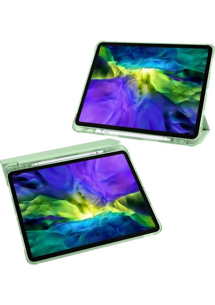 iPad Pro 11 Inç (2022 2021 2020) Üç Katlı Standlı Deri Akıllı Kalem Yuvası Tablet Kılıfı (Yurt Dışından)