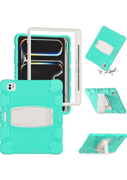 iPad Pro 13 (2024) Stand Pc Silikon Düşmeyi Önleyici Nane i Tablet Kılıfı (Yurt Dışından)