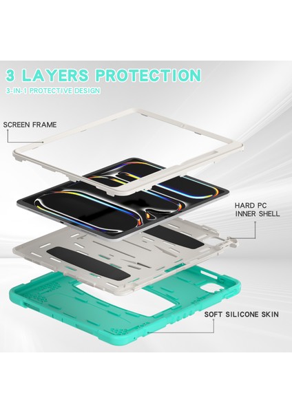 iPad Pro 13 (2024) Stand Pc Silikon Düşmeyi Önleyici Nane i Tablet Kılıfı (Yurt Dışından)