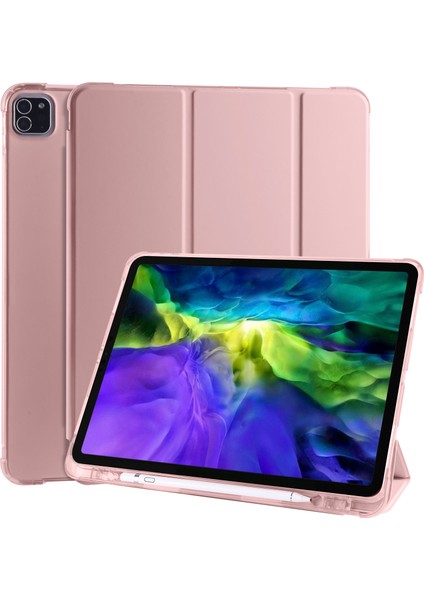 iPad Pro 11 Inç (2022 2021 2020) Üç Katlı Stand Deri Akıllı ve Kalem Yuvası Tablet Kılıfı (Yurt Dışından)