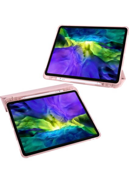 iPad Pro 11 Inç (2022 2021 2020) Üç Katlı Stand Deri Akıllı ve Kalem Yuvası Tablet Kılıfı (Yurt Dışından)