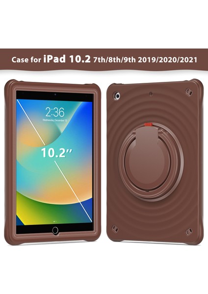 iPad 10.2 (2019 2020 2021) Dönebilen El Kavrama Standı Pc Silikon Tpu Çikolata Rengi Tablet Kılıfı (Yurt Dışından)