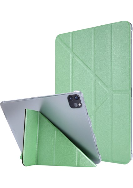 iPad Air 11 (2024) AIR (2022 2020) YEŞIL Ipek Doku Standlı Deri Tablet Kılıfı (Yurt Dışından)