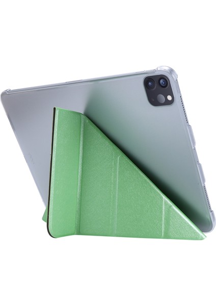 iPad Air 11 (2024) AIR (2022 2020) YEŞIL Ipek Doku Standlı Deri Tablet Kılıfı (Yurt Dışından)
