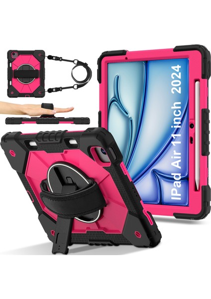 iPad Air 11 (2024) Silikon Pc Standı Omuz Askılı Tablet Kılıfı (Yurt Dışından)