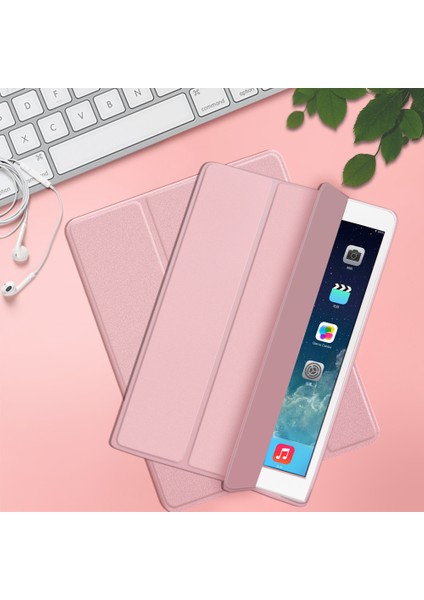 Darbeye Dayanıklı Tablet Kılıfı iPad 10.2 (2019/2020/2021) Için Üç Katlı Stand Akıllı Uyandırma/uyku Deri Kılıf (Apple Pencil Depolama Oluklu) - Pembe Altın (Yurt Dışından) fiyatları