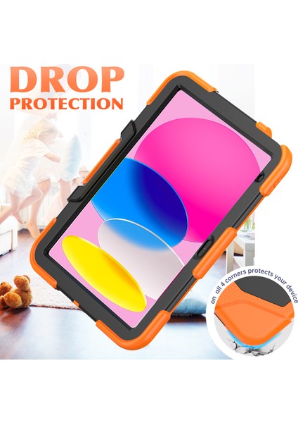 iPad 10.9 (2022) Pc Silikon Dahili Ekran Koruyucu Stand Kalem Tutuculu Taşınabilir Turuncu Tablet Kılıfı (Yurt Dışından) fırsatları