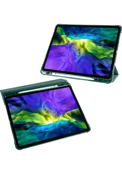 Üç Katlı Stand Uyandırma uyku Deri Kalem Yuvası ile iPad Pro 12.9 (2022 2021 2020 2018) Tablet Kılıfı (Yurt Dışından)