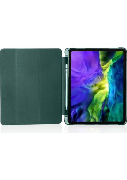 Üç Katlı Stand Uyandırma uyku Deri Kalem Yuvası ile iPad Pro 12.9 (2022 2021 2020 2018) Tablet Kılıfı (Yurt Dışından)