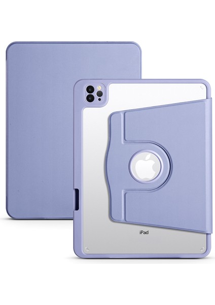 iPad Pro 12.9 Inç Pu Deri Döner Tekme Standı Kalem Tutucu ile Akrilik Tablet Kılıfı (Yurt Dışından)