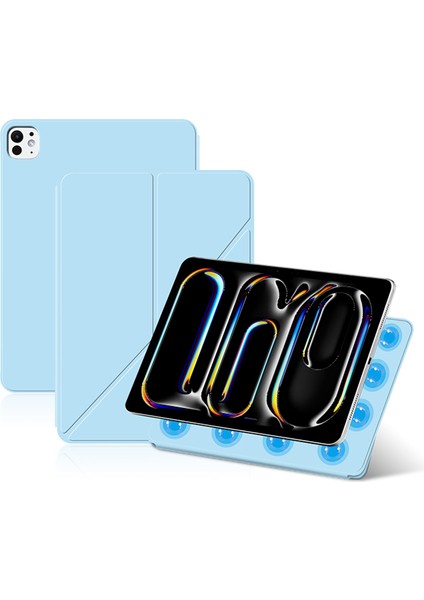 iPad Pro 13 (2024 M4) Manyetik Bağlantılı Deri Damla Korumalı Origami Standlı Tablet Kılıfı (Yurt Dışından)