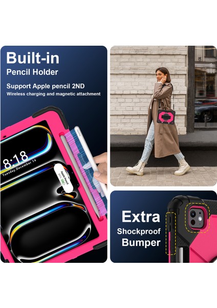 iPad Pro 11 (2024) Tekme Standı Silikon Pc Omuz Askılı Tablet Kılıfı (Yurt Dışından) fırsatları