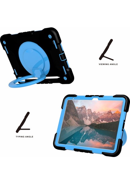 iPad 10.9 (2022) Döner Tekme Standı Pc Omuz Askılı Silikon Tablet Kılıfı (Yurt Dışından)