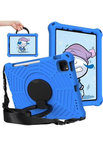 iPad Pro 11 Inç Örümcek Ağı Dokusu Tekme Standı Omuz Askılı El Kavrama Tablet Kılıfı (Yurt Dışından)