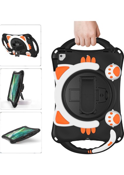 El Bandı Tamı iPad 9 7 Inç (2017 2018) 360° Döner Tekme Standına Sahip Hibrit turuncu Tablet Kılıfı (Yurt Dışından)