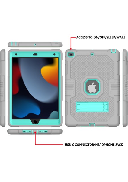 Forestl Digital Kontrast Pc Tpu Silikon Düşme Önleyici Standı Tamı iPad 10.2 (2019 2020 2021) GRI NANE i Tablet Kılıfı (Yurt Dışından)