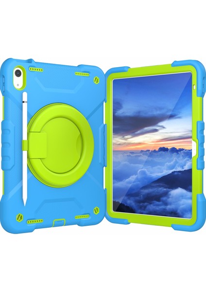 iPad 10.9 (2022) Döner Tekme Standı Pc Omuz Askılı Silikon Tablet Kılıfı (Yurt Dışından)