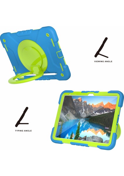 iPad 10.9 (2022) Döner Tekme Standı Pc Omuz Askılı Silikon Tablet Kılıfı (Yurt Dışından)