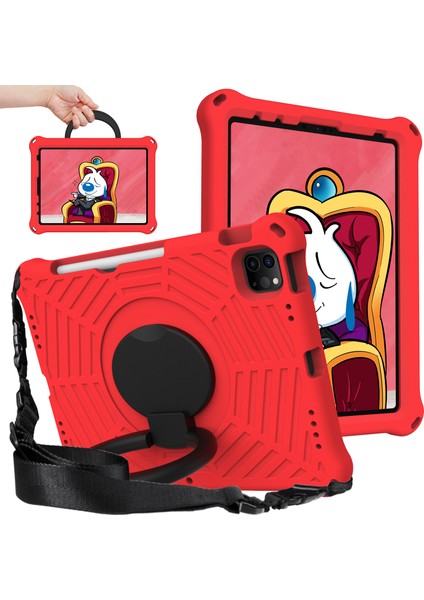 iPad Pro 11 Inç Örümcek Ağı Dokusu Tekme Standı Omuz Askılı El Kavrama Tablet Kılıfı (Yurt Dışından)