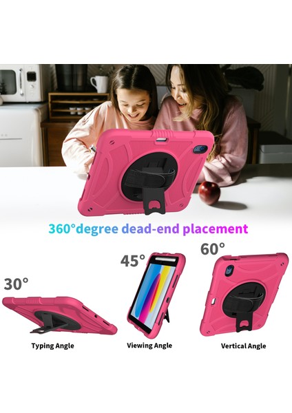 iPad 10.9 (2022) Döner Tekme Standı Silikon Pc Düşmeyi Önleyici Kalem Tutucu omuz Askısı Tablet Kılıfı (Yurt Dışından) modelleri