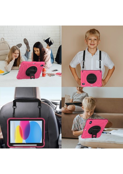 iPad 10.9 (2022) Döner Tekme Standı Silikon Pc Düşmeyi Önleyici Kalem Tutucu omuz Askısı Tablet Kılıfı (Yurt Dışından) fırsatları