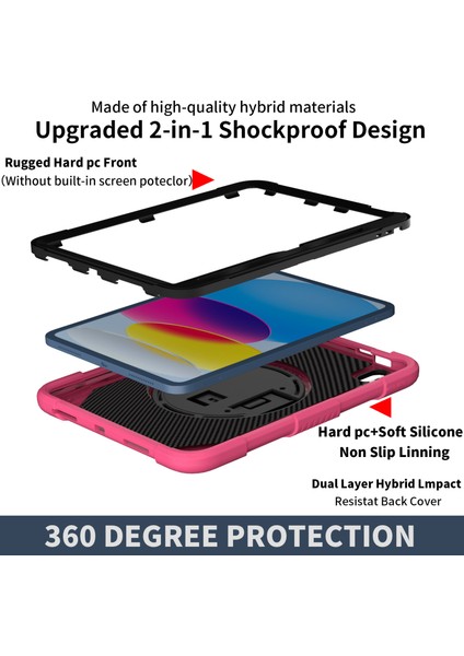 iPad 10.9 (2022) Döner Tekme Standı Silikon Pc Düşmeyi Önleyici Kalem Tutucu omuz Askısı Tablet Kılıfı (Yurt Dışından) indirimleri