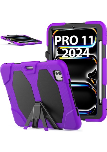 iPad Pro 11 (2024) Pc Silikon StandıEkranlı Film Tablet Kılıfı (Yurt Dışından)