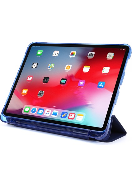 iPad Pro 12.9 (2022 2021 2020 2018) Kalem Yuvalı Üç Katlı Stand Deri Koruyucu Tablet Kılıfı (Yurt Dışından)