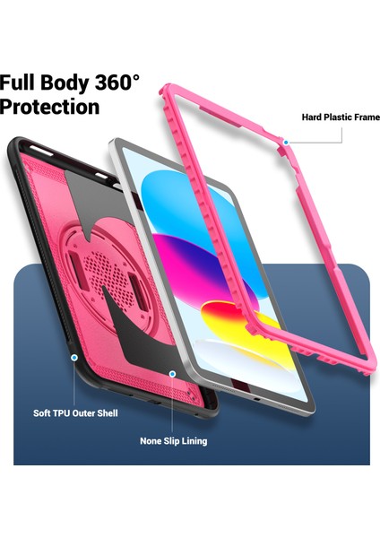 iPad 10.9 (2022 A2696) El Kayışı Tekme Standı Pc Tpu Düşmeye Dayanıklı Tablet Kılıfı (Yurt Dışından)