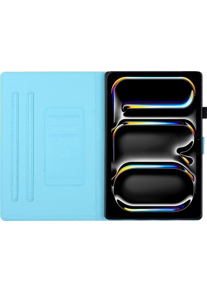 iPad Pro 11 (2024) Desen Taşınabilir Koruyucu Folyo Deri Kart Sahibinin Mehtap Baykuş Tablet Kılıfı (Yurt Dışından)