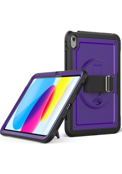 iPad 10.9 (2022 A2696) El Kayışı Tekme Standı Pc Tpu Düşmeye Dayanıklı Tablet Kılıfı (Yurt Dışından)