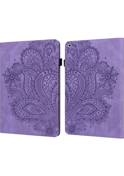 Baskılı Çiçek Desenli Deri Cüzdan Standı iPad 10.2 (2019 2020 2021) Tablet Kılıfı (Yurt Dışından)