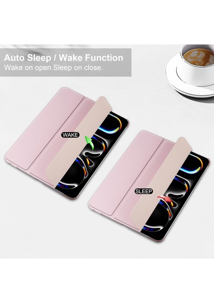 iPad Pro 13 (2024) Stand Pu Deri Pc Mat Arka Kalem Yuvalı Tablet Kılıfı (Yurt Dışından)