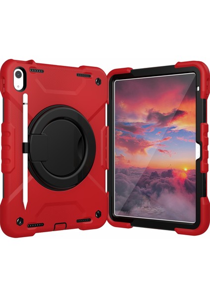 iPad 10.9 (2022) Döner Tekme Standı Pc Omuz Askılı Silikon Tablet Kılıfı (Yurt Dışından)