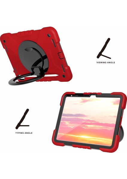 iPad 10.9 (2022) Döner Tekme Standı Pc Omuz Askılı Silikon Tablet Kılıfı (Yurt Dışından)