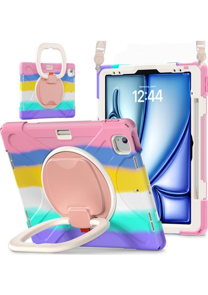 iPad Air 13 (2024) Tpu Pc Silikon Omuz Askılı Tablet Kılıfı (Yurt Dışından)