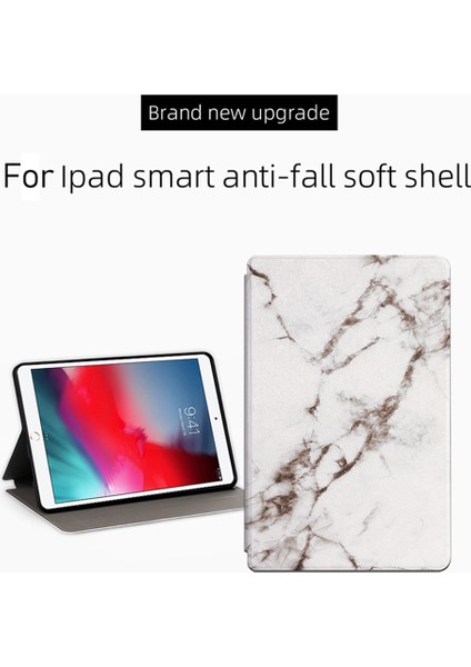 iPad Air 10.5 Inç (2019) Düşme Önleyici Parmak Izi Desen Baskı Pu Deri Tpu Stand Mermer Tablet Kılıfı (Yurt Dışından) fiyatları