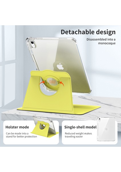 iPad Air 11 (2024) Pu Deri Döner Stand Çıkarılabilir Arka Tablet Kılıfı (Yurt Dışından)