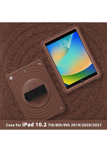 iPad 10.2 (2019 2020 2021) El Kayışı Standı Pc Silikon Tpu Çikolata Rengi Tablet Kılıfı (Yurt Dışından)